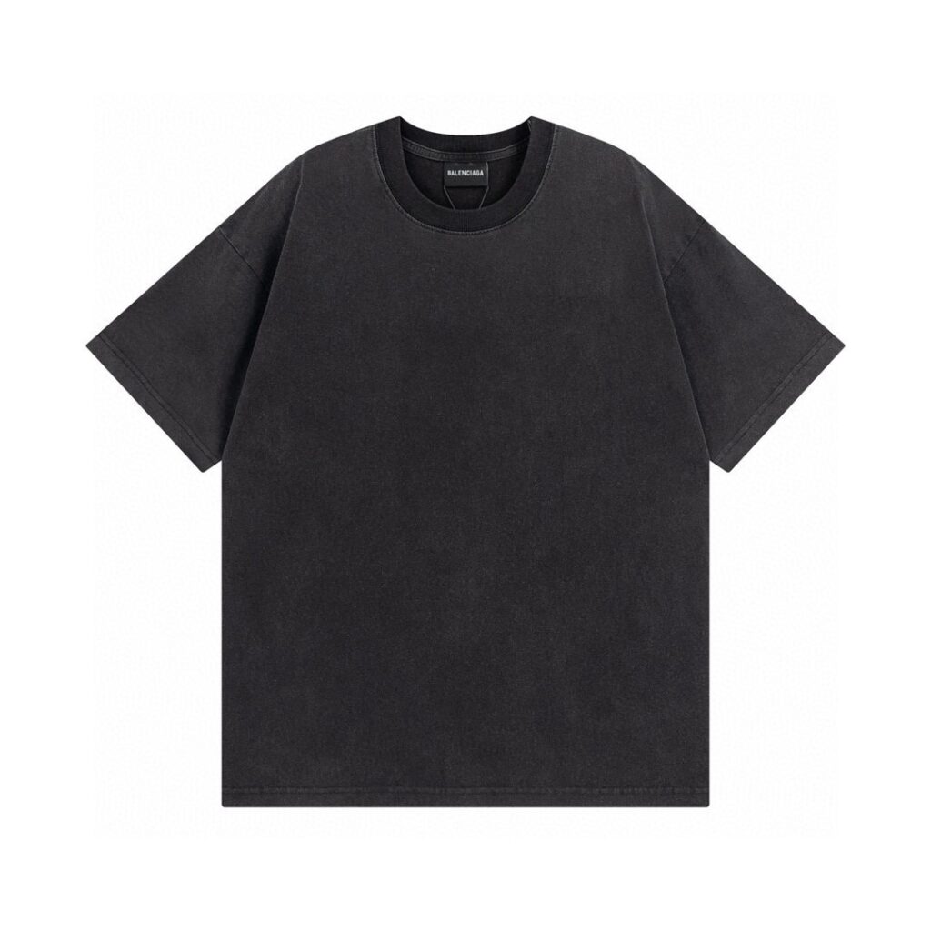 BALENCIAGA 2025 SS Crystal Rhinestone Washed T-Shirt - 260G Heavyweight Cotton (Oversized Fit)