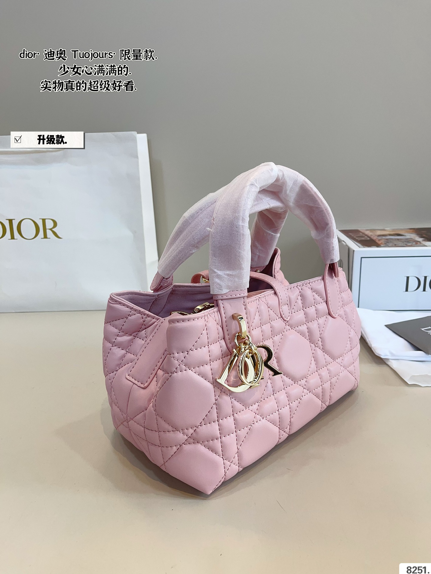 New Dior Toujours Tote Bag (Large 29cm/Small 22cm) with Elegant Gift Box - Image 7