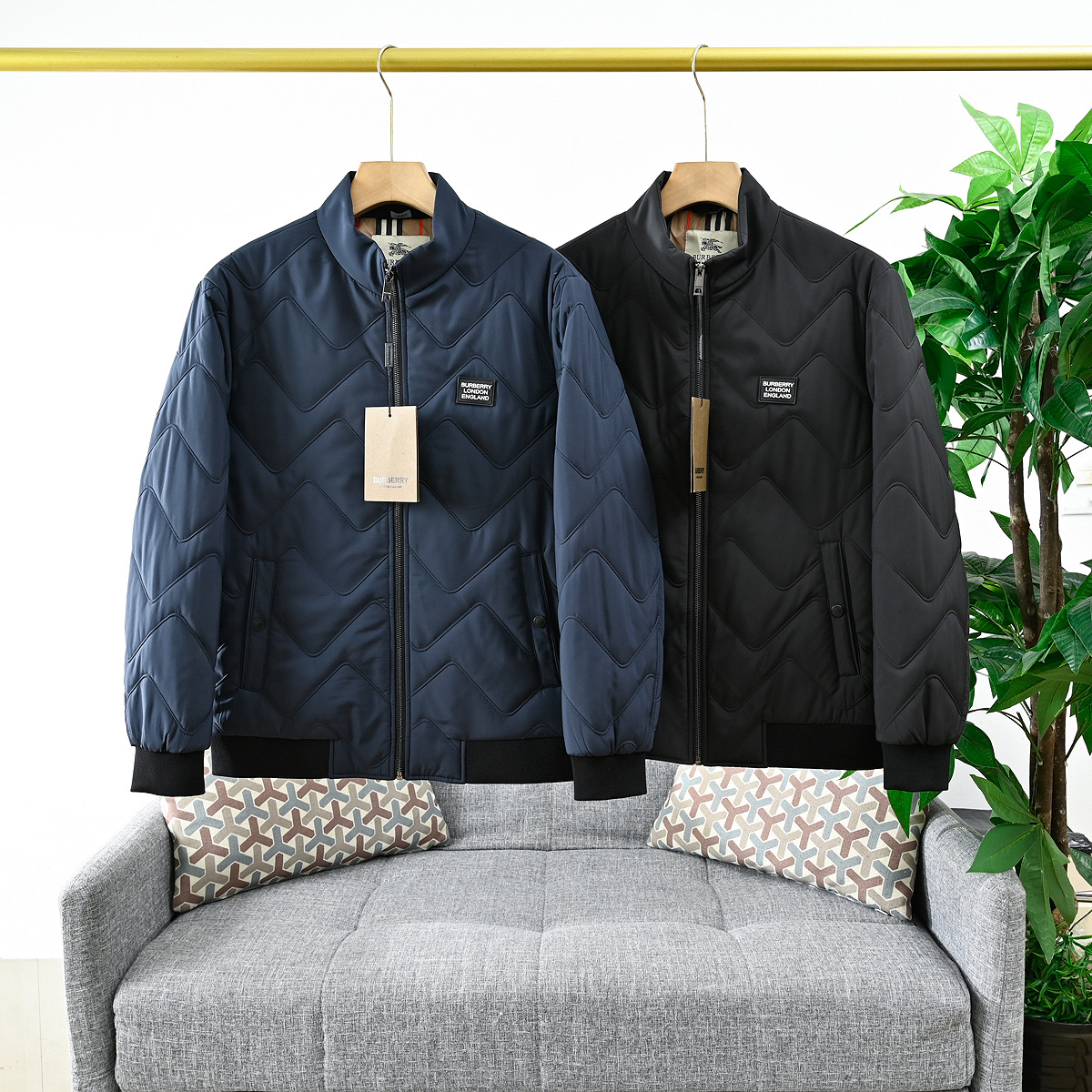 Burberry 25SS Men's Quilted Jacket - Classic Check Lining Luxury Coat