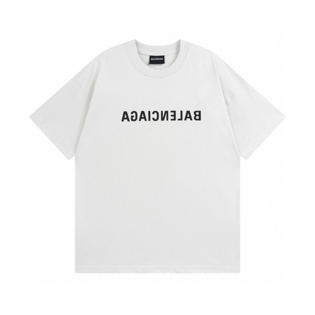 BALENCIAGA 2025 SS Mirror Logo Short Sleeve T-Shirt | 260GSM Custom Fabric | 1:1 Replica | Original Neckline | 3D Embroidery
