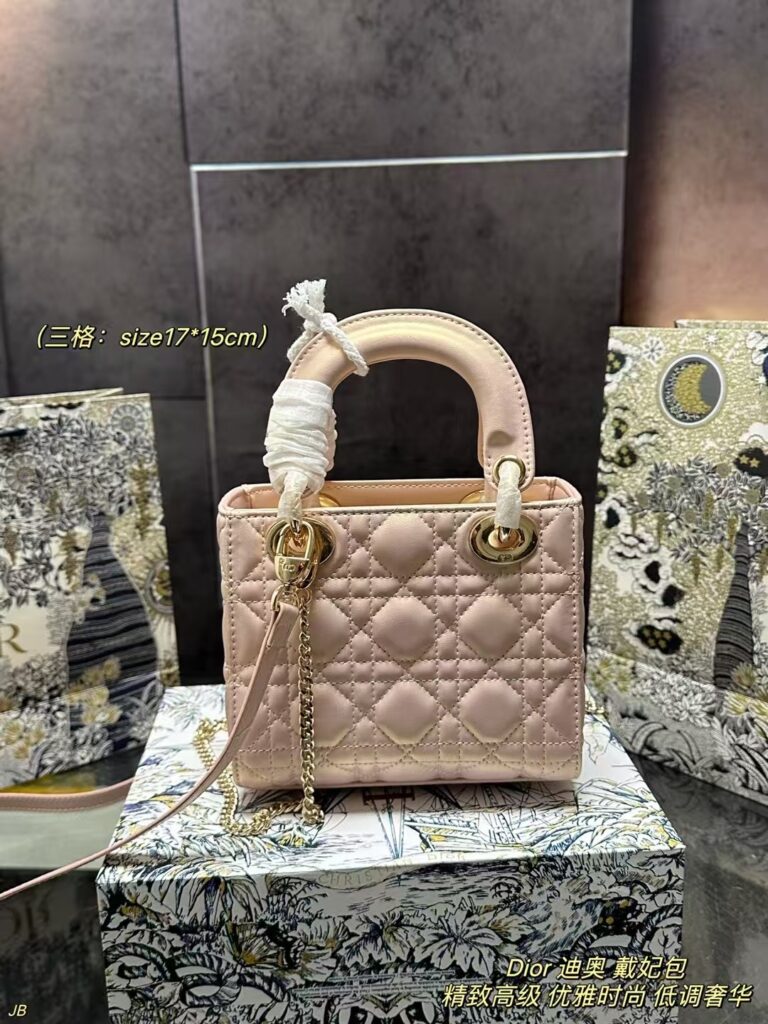 Dior Mini Lady Bag (17×15cm) with Gift Box - Cannage Quilting & Adjustable Chain