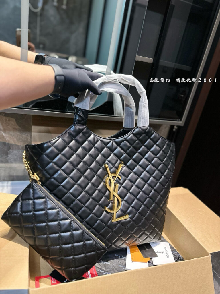 YSL Quilted Lambskin Shopper Tote - 38*40cm Spacious Gift Box Packaging