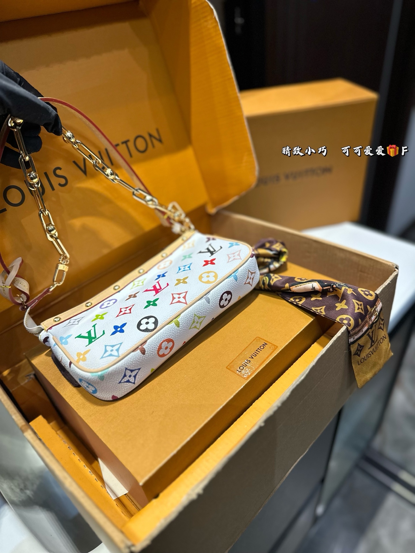 Louis Vuitton LV Tricolor Monogram Chain Bag 21x12cm with Airplane Gift Box - Image 5