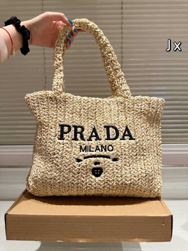 Prada Straw Tote Bag (30cm) - Summer Limited Edition, Natural Woven