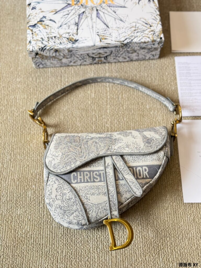 Dior Original Canvas Saddle Bag (25×20cm) Iconic Oblique Print with Dust Bag