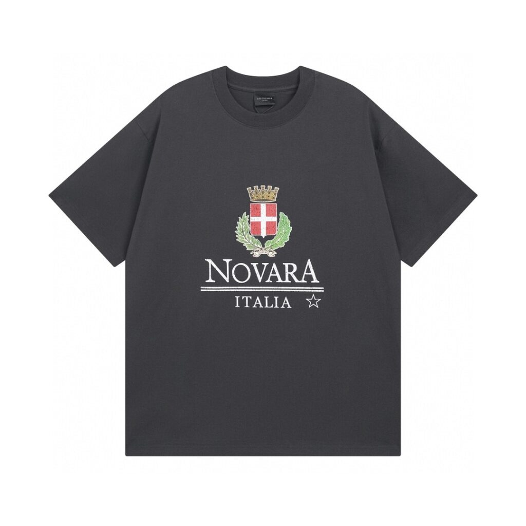 BALENCIAGA 2025 SS Crown & Wheat Cracked Print T-Shirt | 260G Double Knit Cotton | Premium Vintage Wash | 1:1 Luxury Replica