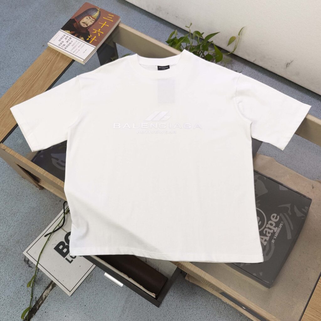BALENCIAGA 2025 SS Reflective Silicone Logo T-Shirt | 280G Luxury Cotton | Night-Reactive Design | Oversized Unisex Fit
