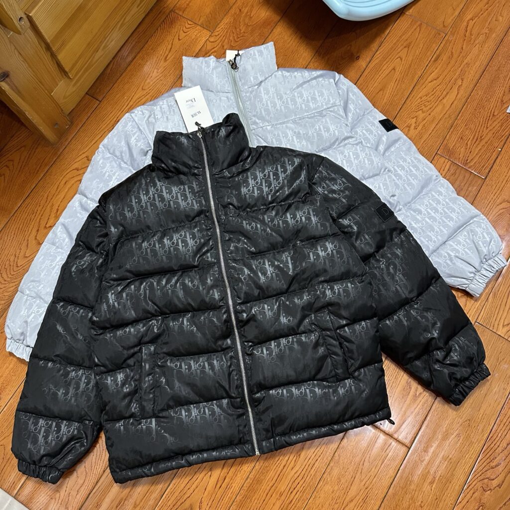 Dior Classic Monogram Puffer Jacket - Stand Collar Unisex Coat