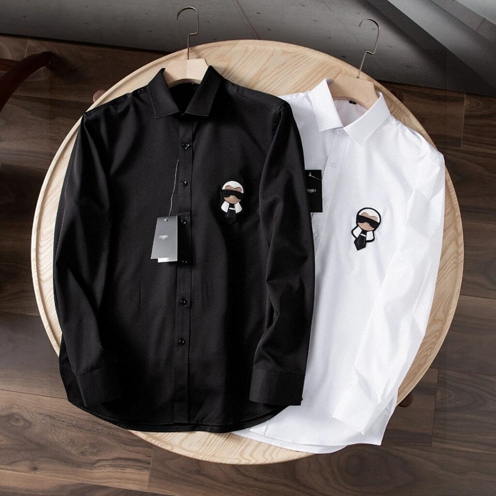 Fendi Karl Lagerfeld Edition Stretch Satin Shirt | Luxury Men's Dress Shirt