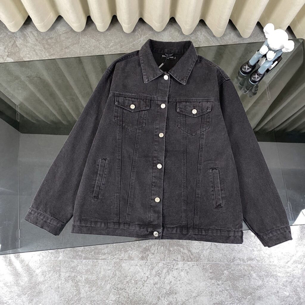 Balenciaga 24SS Graffiti Denim Jacket | Back Tape Logo | Vintage Black | Unisex Oversized