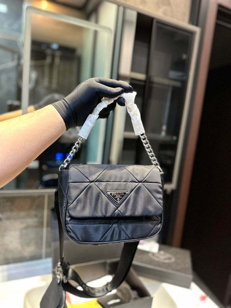 Prada New System Lambskin Diamond Messenger Bag (20×18cm) - 3-in-1 with Gift Box