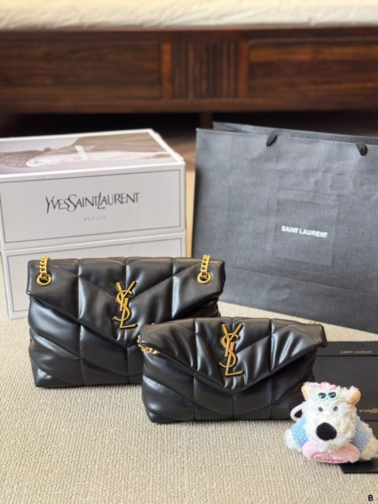 YSL Puffer Quilted Lambskin Cloud Bag with Pendant – Full Set with Folding Box Packaging