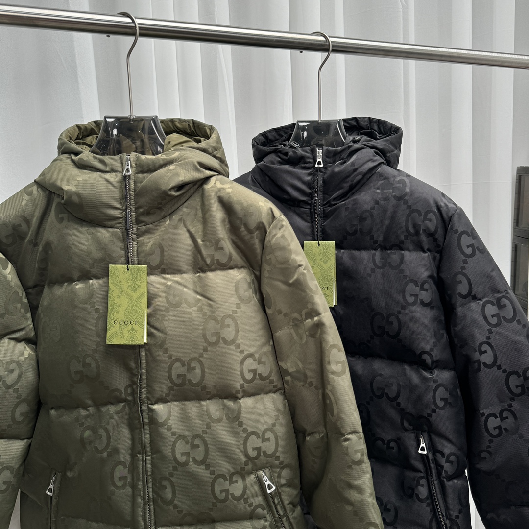Gucci Gucci 22FW dark jacquard large G double G jacquard canvas hooded down jacket