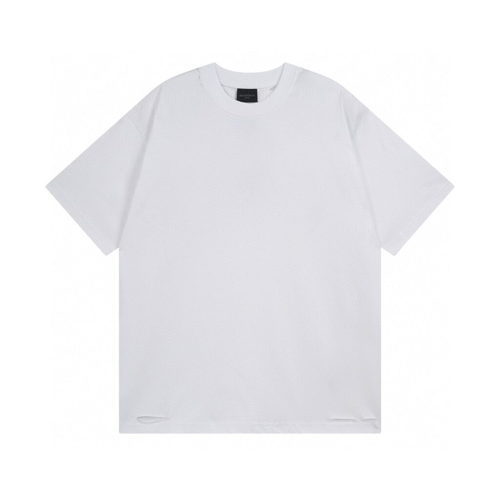 BALENCIAGA 2025 SS Tape-Peel Effect T-Shirt | 260G Heavyweight Cotton | Distressed Print | Oversized Streetwear