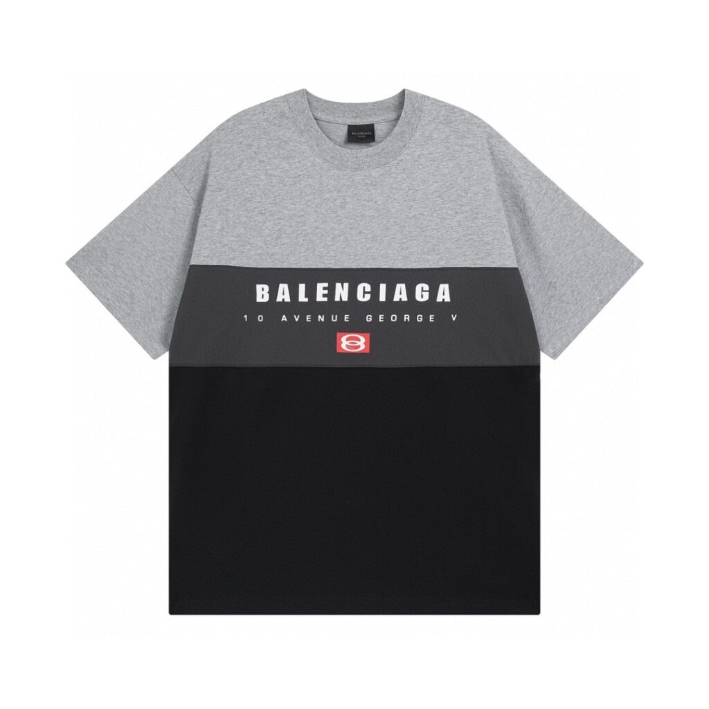 BALENCIAGA 2025 SS Color-Block Logo T-Shirt | 260G Heavyweight Cotton | Premium Stitch Craft | Oversized Streetwear