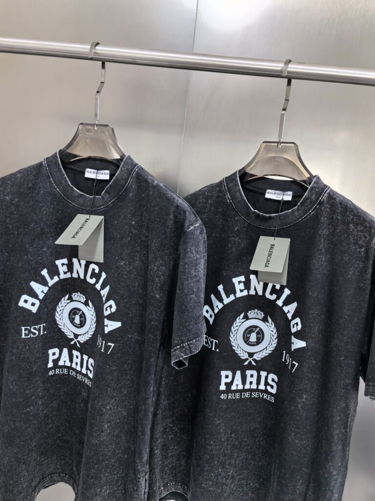 BALENCIAGA 24SS Wheat Embroidered Washed T-Shirt | 260G Heavyweight Cotton | Vintage Wash | Oversized Unisex Fit
