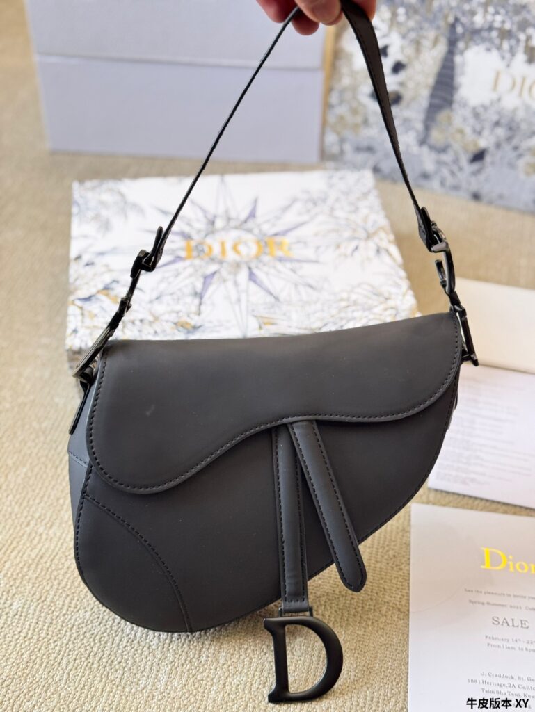 Dior Cowhide Saddle Bag (25×20cm) Oblique Embossed with Gift Box