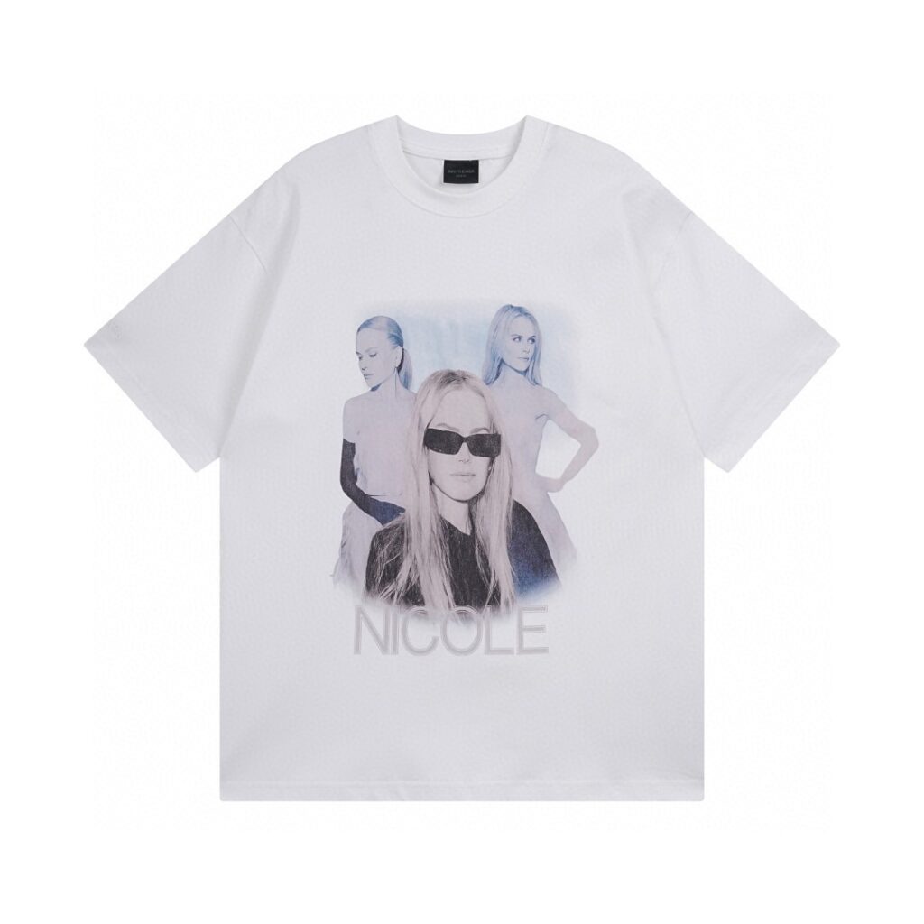 BALENCIAGA 2025 SS Kim Kardashian Vintage Wash Logo T-Shirt | 260G Heavy Cotton | Distressed Digital Print | Oversized Streetwear