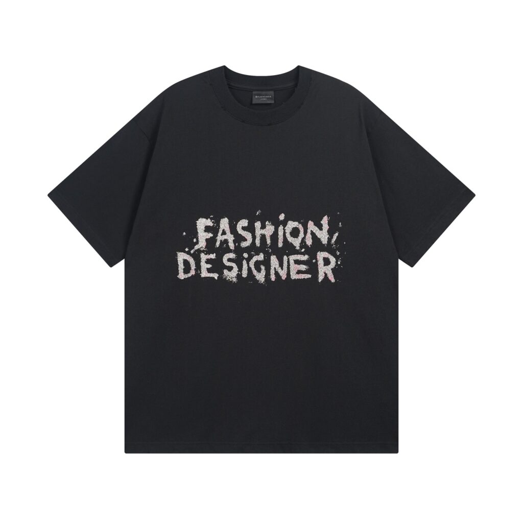Balenciaga Metallic Foil Distressed Tee 2025 | 260GSM Cotton | Kornit Digital Print | 1:1 Replica