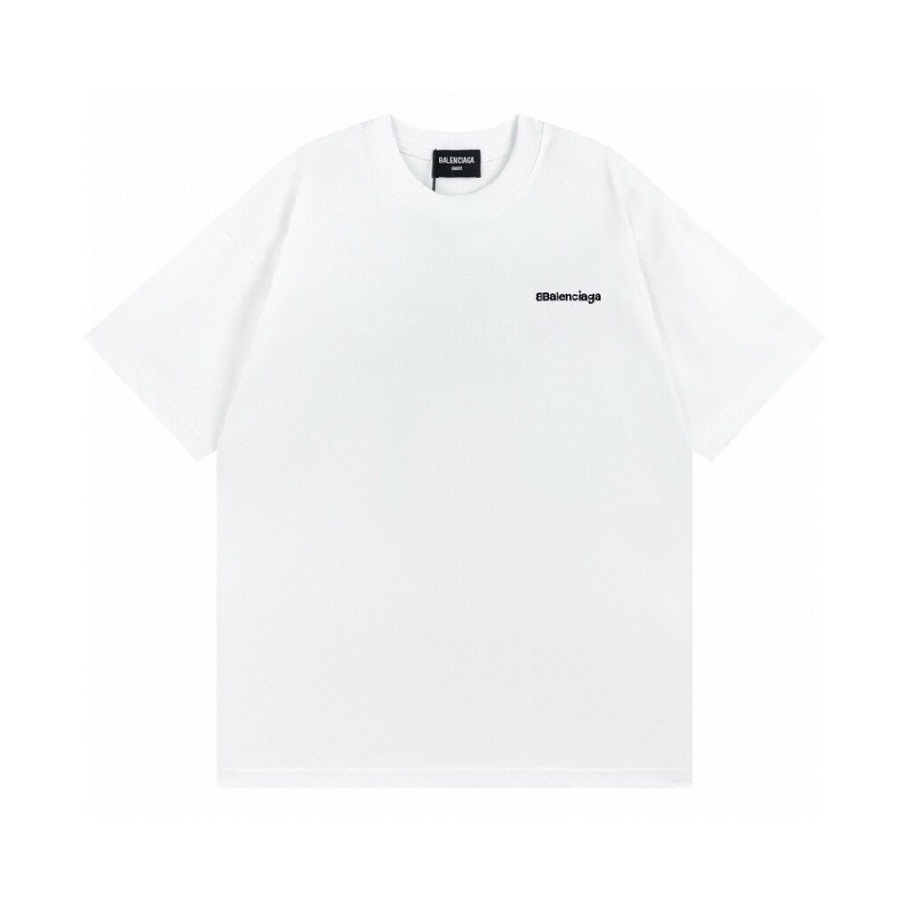 BALENCIAGA 2025 SS Mini Logo Embroidered Tee | 260G Heavyweight Cotton | Precision Stitching | Oversized Minimalist
