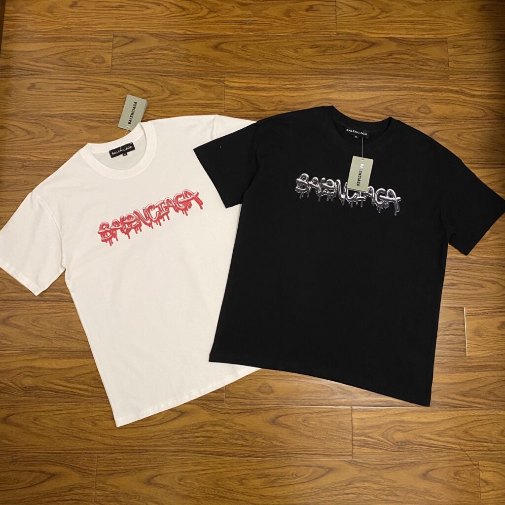 Balenciaga Lightning Splash Print T-Shirt | 260GSM Cotton | 4-Thread Stitching | Unisex Couple Wear