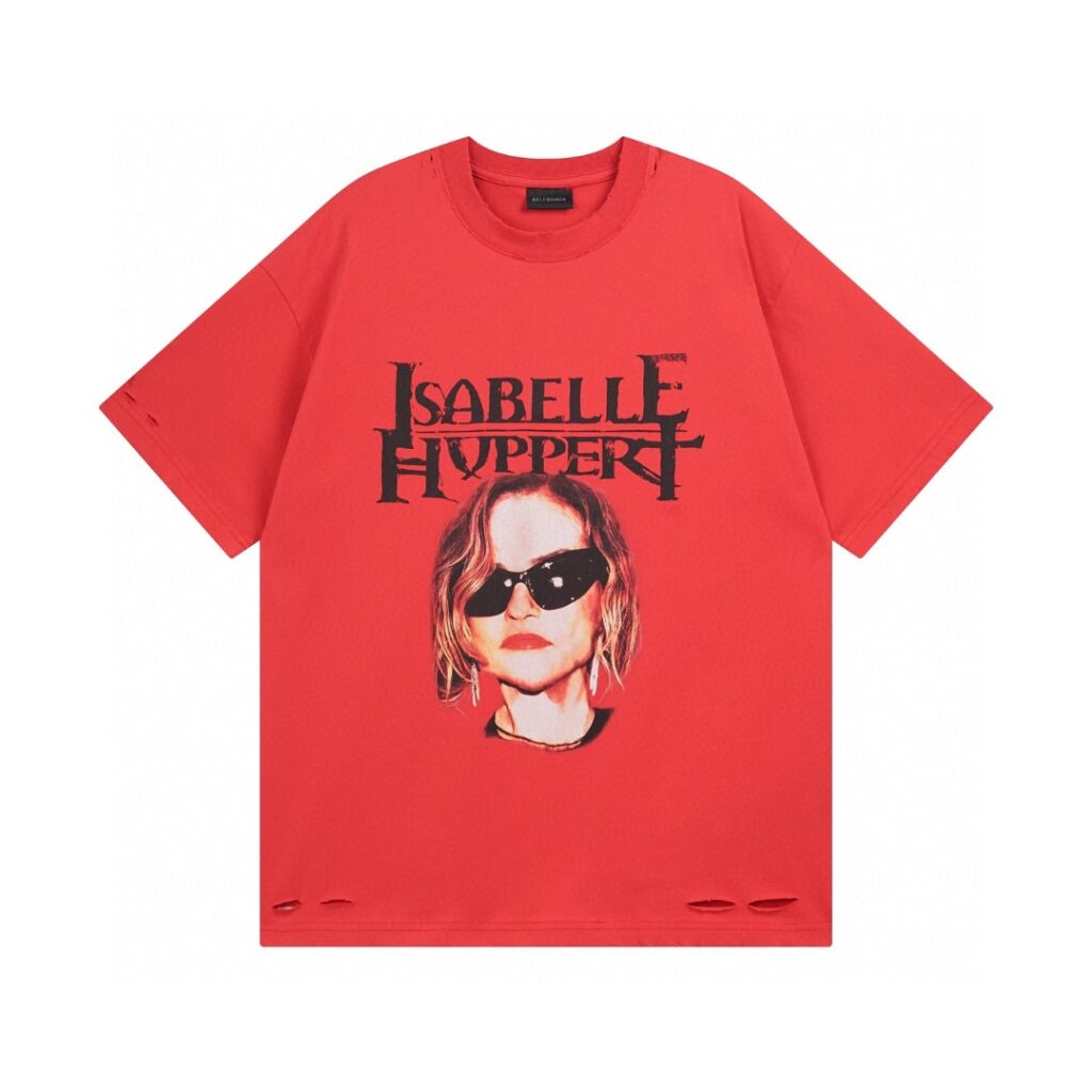 BALENCIAGA 2025 SS ISABELLE Signature Artwork Vintage Wash T-Shirt | 260g Heavy Cotton | Distressed Embroidery & Digital Print