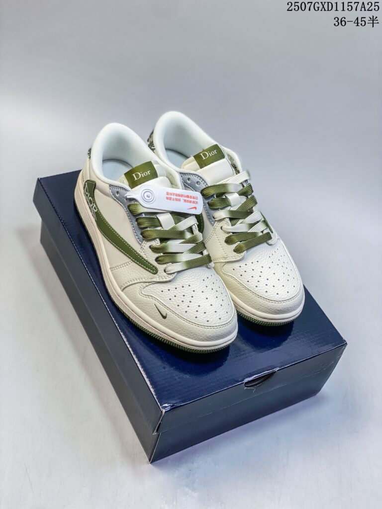 Dior x Travis Scott x Air Jordan 1 Low "Grey Olive" - 1:1 Premium Replica | US 4.5-12