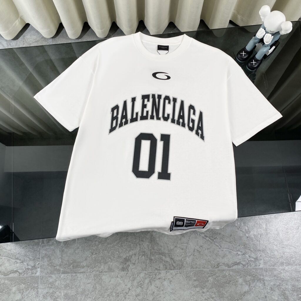 Balenciaga Retro Basketball Logo T-Shirt 2025 | 300GSM Heavy Cotton | 32S Combed Cotton+Spandex | 1:1 Replica