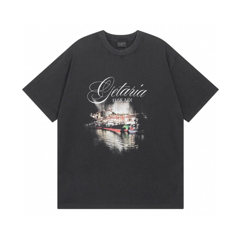 BALENCIAGA 2025 SS City Nightscape Digital Print T-Shirt | 260G Double Knit Cotton | Premium Washed Vintage | 1:1 Studio Replica