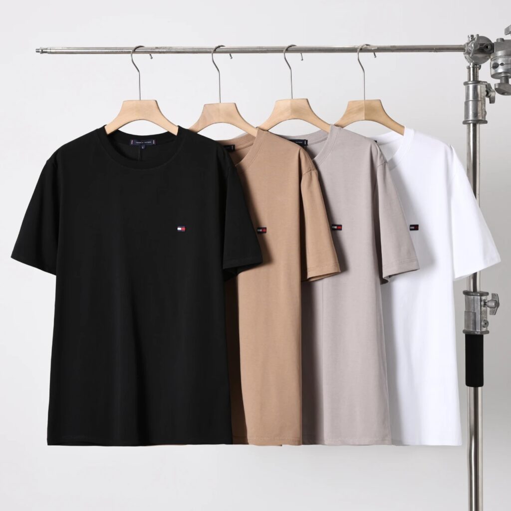 Tommy Hilfiger 2025 SS Liquid Ammonia Silk-Cotton T-Shirt | Luxury Textured Tee
