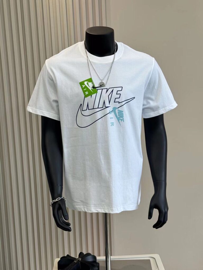 Nike-Inspired Oversized Swoosh T-Shirt - Unisex Cotton Tee (White/Black) M-XXL