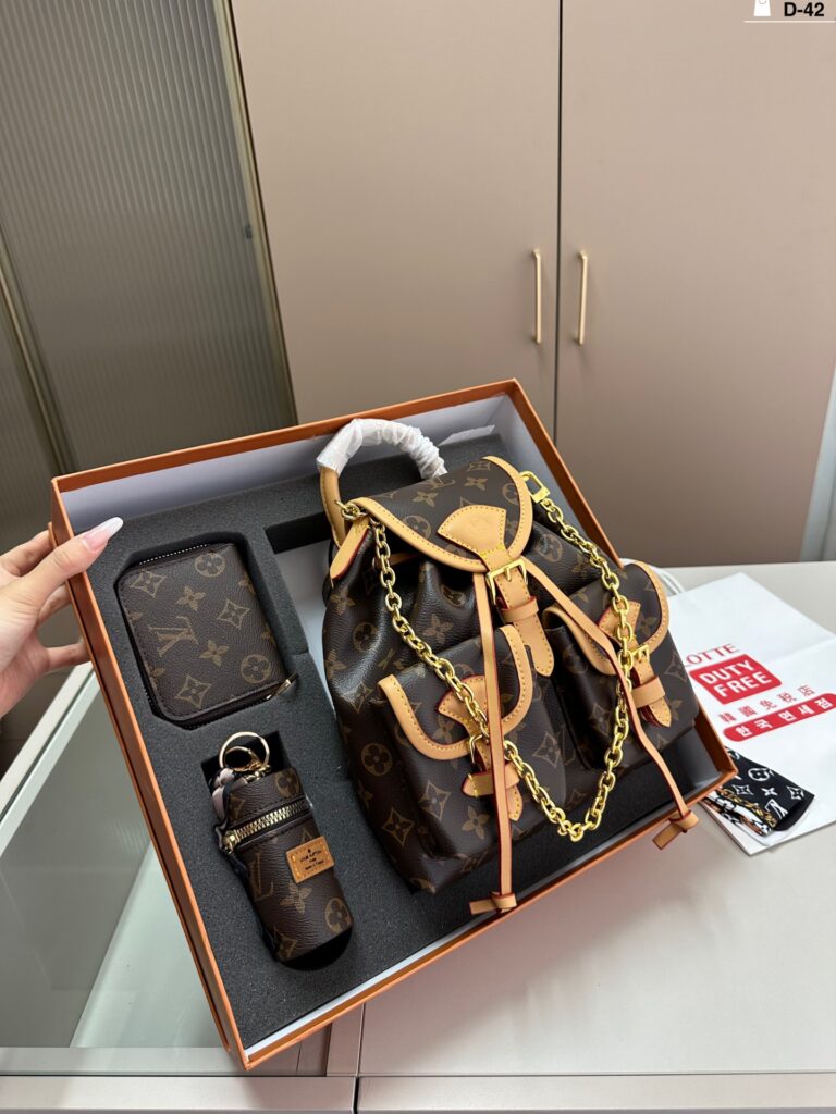Louis Vuitton Backpack Case Set - Monogram Coin Purse & Card Holder (23x7x24cm) w/ Protective Case