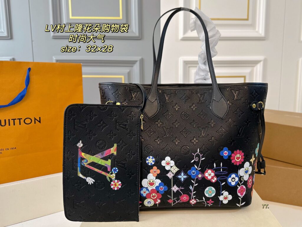 LV Murakami Flower Shopper Tote 32x28cm