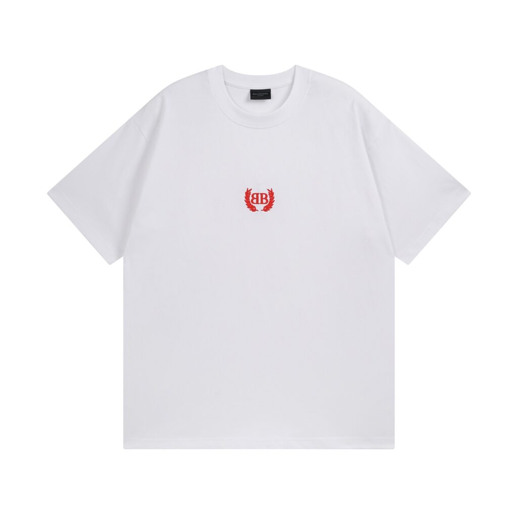 【BALENCIAGA 2025SS】Wheat Embroidery Washed T-Shirt | 260GSM Double Knit Cotton | Tajima Embroidery | 1:1 Retail Replica | Garment-Dyed