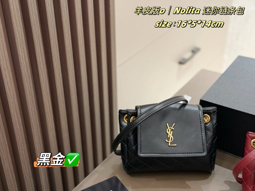 YSL Nolita Mini Chain Bag - 16*5*14cm Sheepskin with Foldable Gift Box