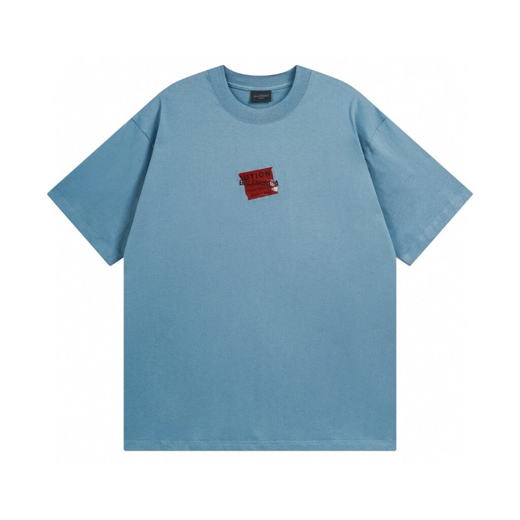 BALENCIAGA 2025 SS Tape & Embroidery Logo T-Shirt | 260G Heavyweight Cotton | 3D Tape Print | Oversized Streetwear