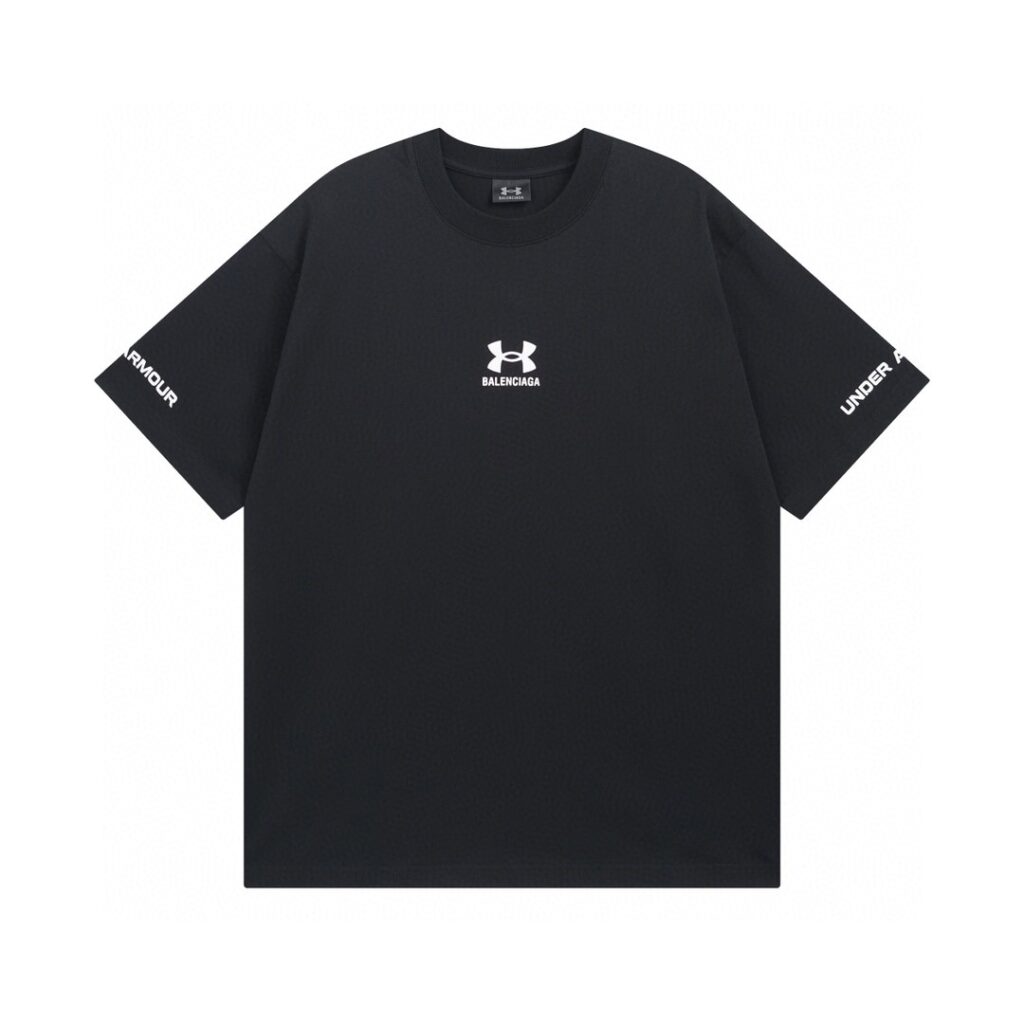 BALENCIAGA x Under Armour 2025 SS Collab T-Shirt | 360° All-Over Print | 260G Heavyweight Cotton | Oversized Streetwear