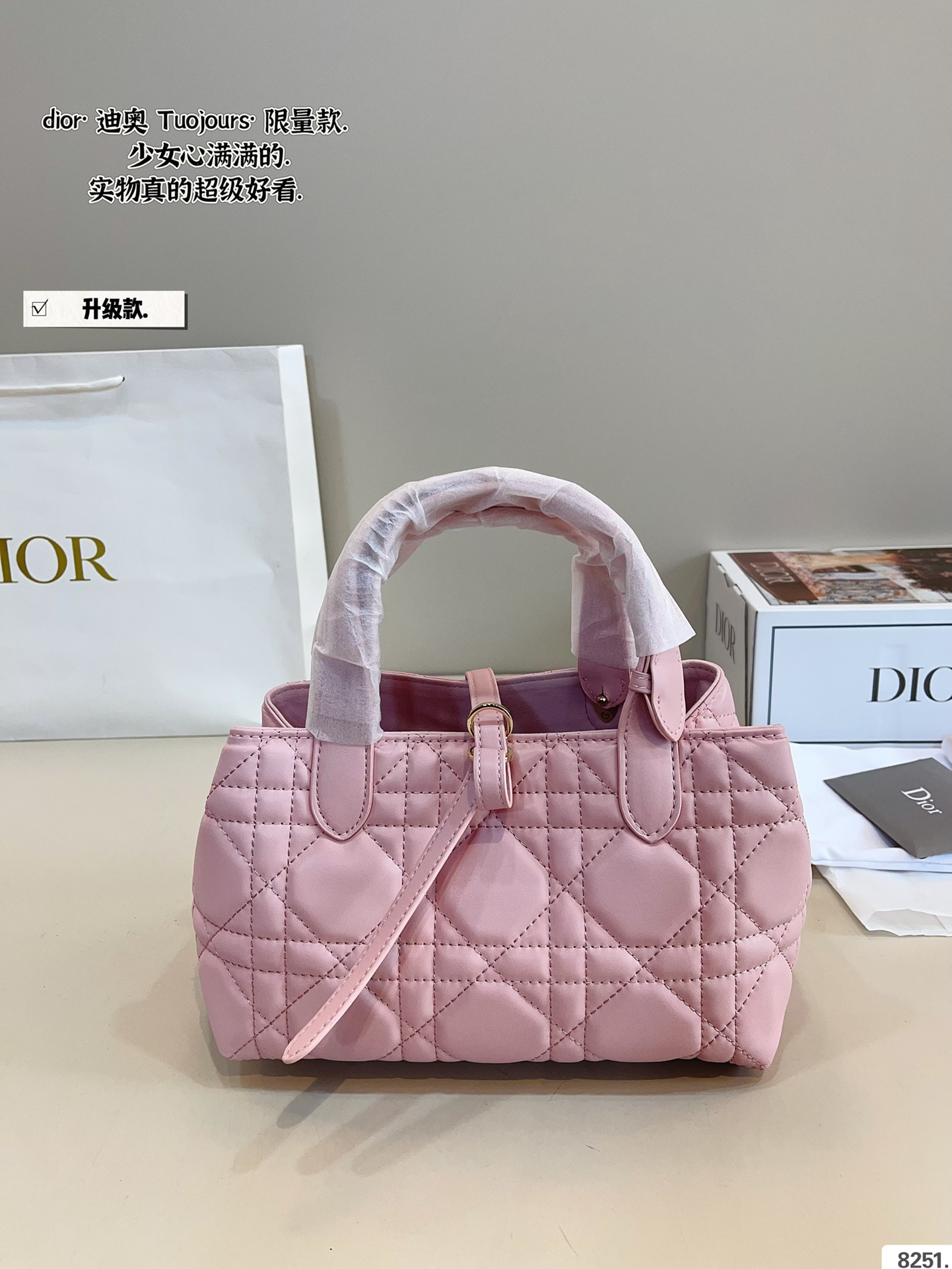 New Dior Toujours Tote Bag (Large 29cm/Small 22cm) with Elegant Gift Box - Image 4