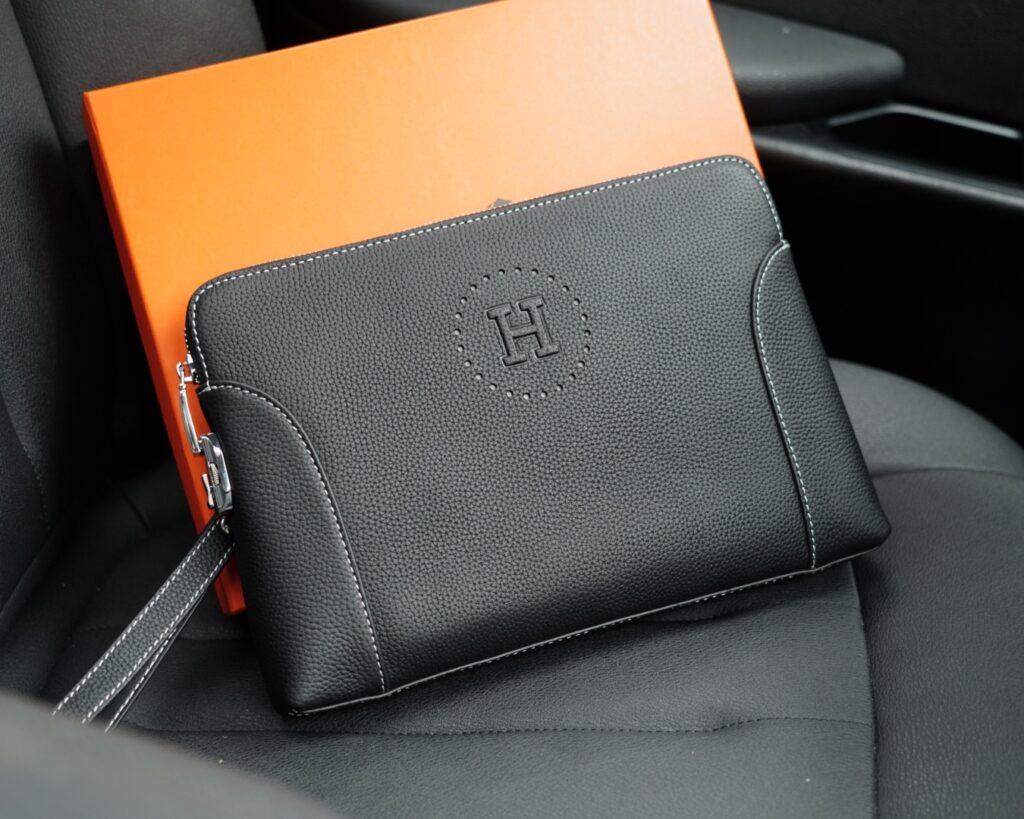 Hermès Leather Clutch Bag - 27×18×4cm Genuine Cowhide (Full Gift Box Set)