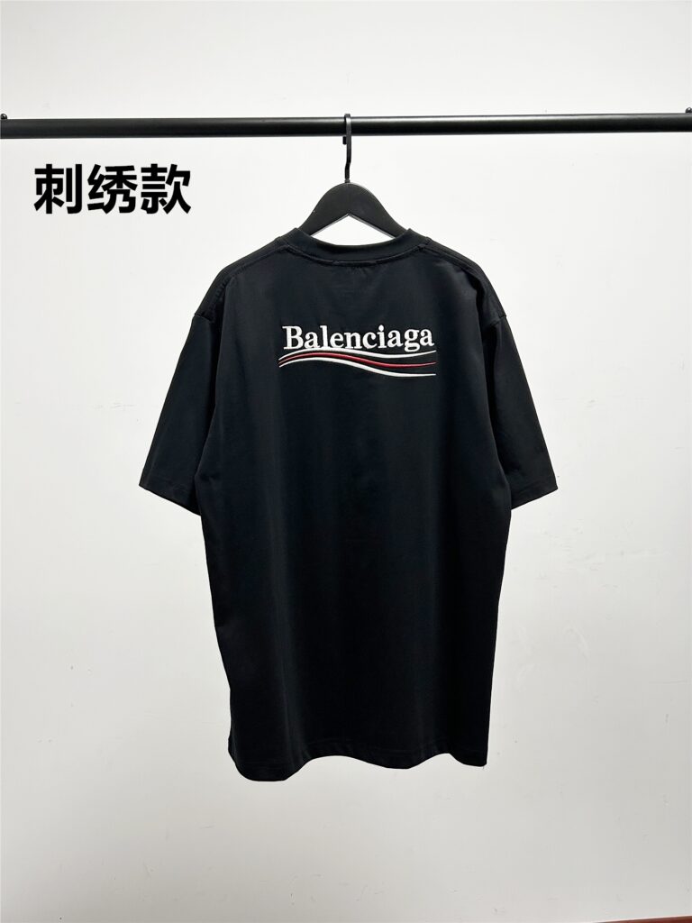 BALENCIAGA Wave Embroidery & Lightning Print Tee | 290GSM Heavyweight Cotton | DTG Technology | Unisex Streetwear
