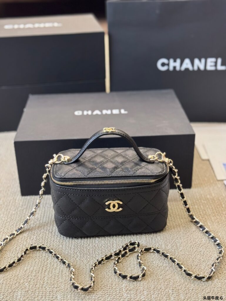 Chanel 25C Long Cosmetic Case - 17×11cm First-Layer Cowhide (Handheld, Gift Box Included)