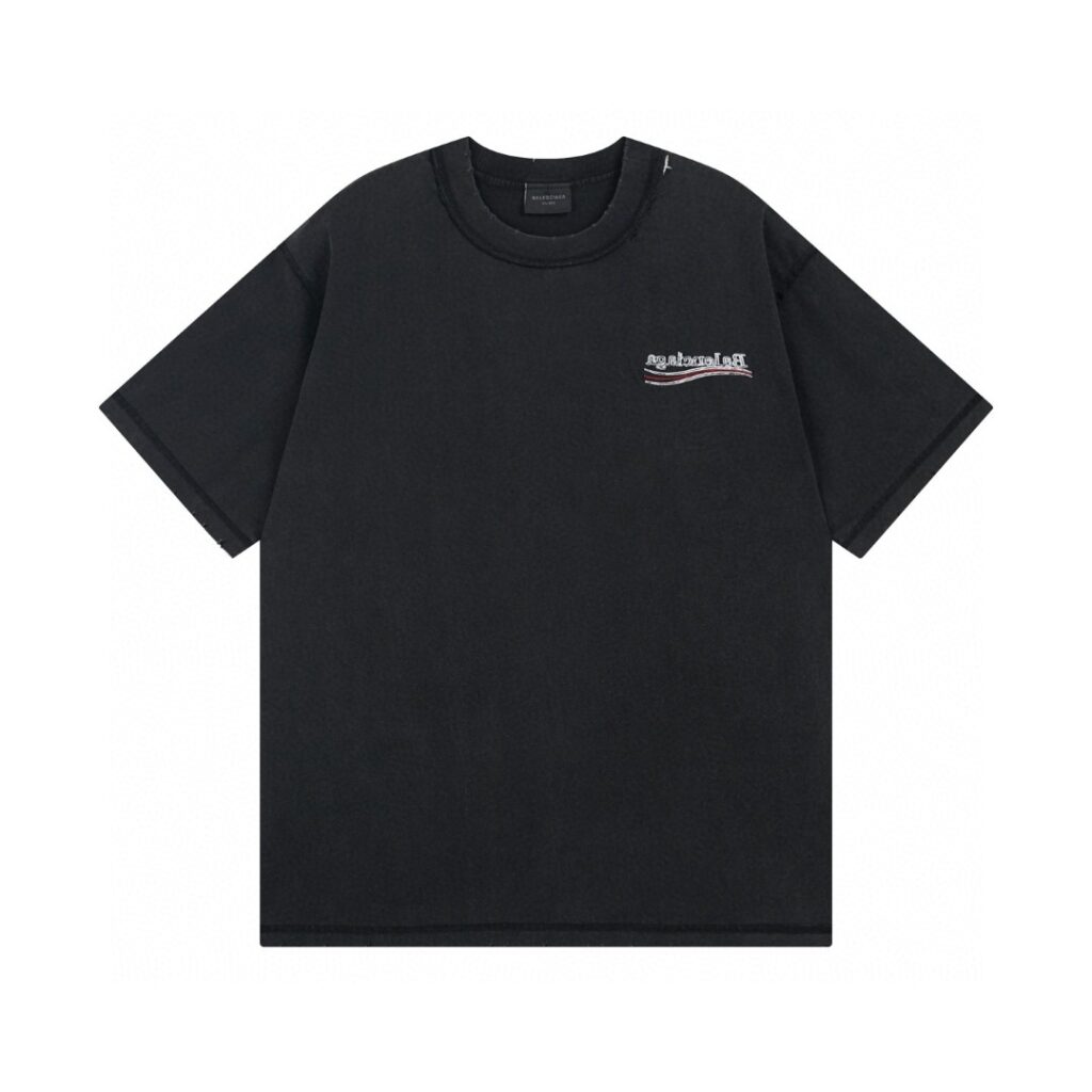 BALENCIAGA 2025 SS Coca-Cola Wave Logo Embroidered T-Shirt | 260G Heavyweight Cotton | Reverse Stitch Vintage Wash | Oversized Streetwear