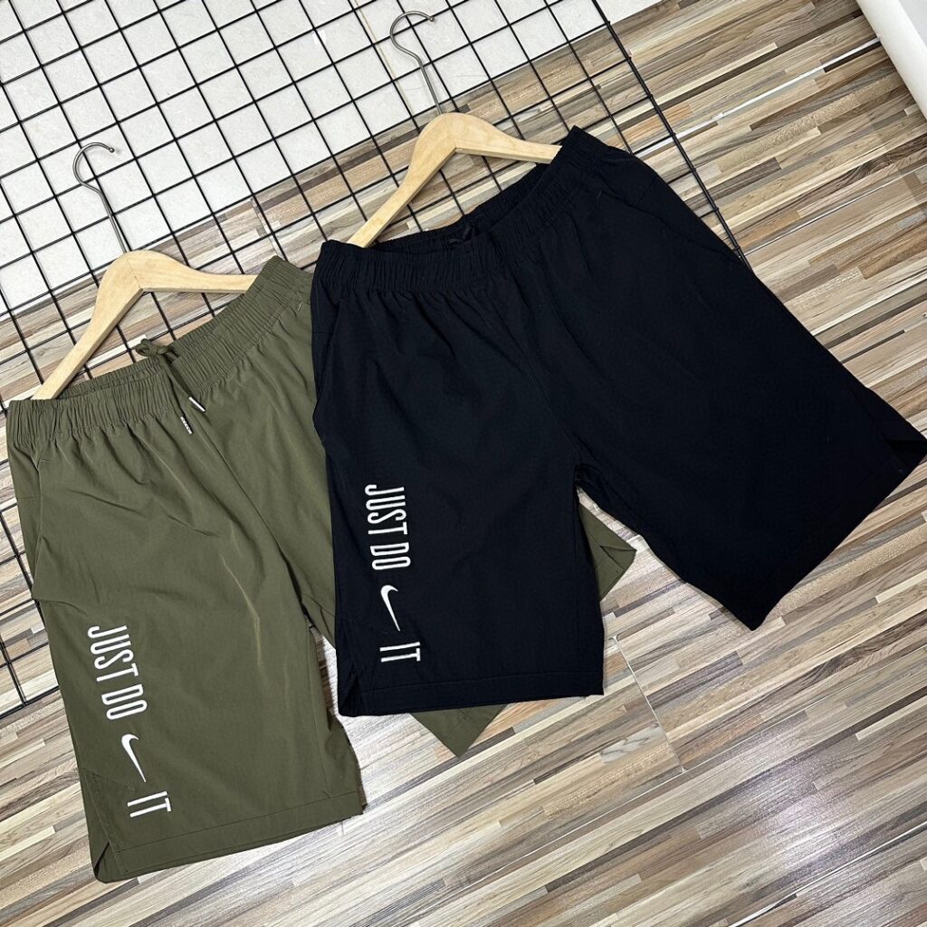 Nike Men's & Women's Summer Shorts – Lightweight & Breathable with 3D Embroidery Logo (Black/Army Green) | High-Stretch Casual Sportswear