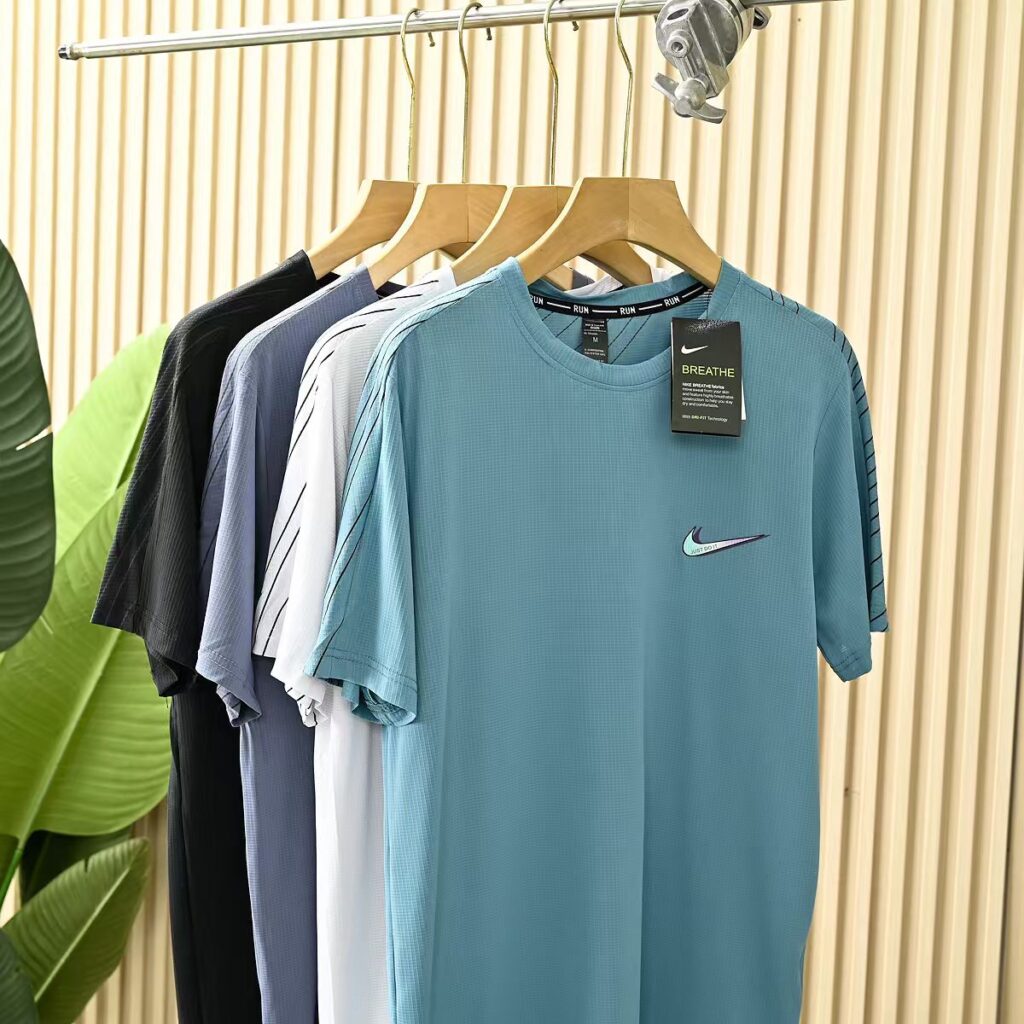 Nike Men's & Women's Summer Ice Silk T-Shirt – Quick-Dry, Breathable Mesh & Stretch Fit (White/Black/Grey/Navy) | Sizes M-3XL