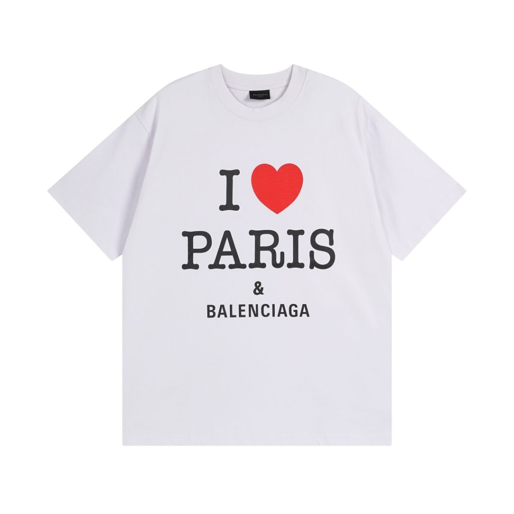 BALENCIAGA 2025 SS "I Love Paris & Balenciaxx" Art Print T-Shirt | 260GSM Premium Cotton | Eco-Friendly Printing | 1:1 Replica