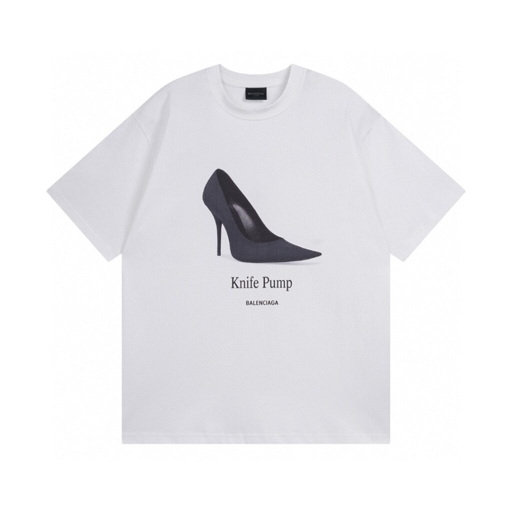 【BALENCIAGA 2025SS】High Heel Print T-Shirt | 260GSM Double Knit Cotton | Kornit Digital Print | 1:1 Selected Replica | Hand-Distressed