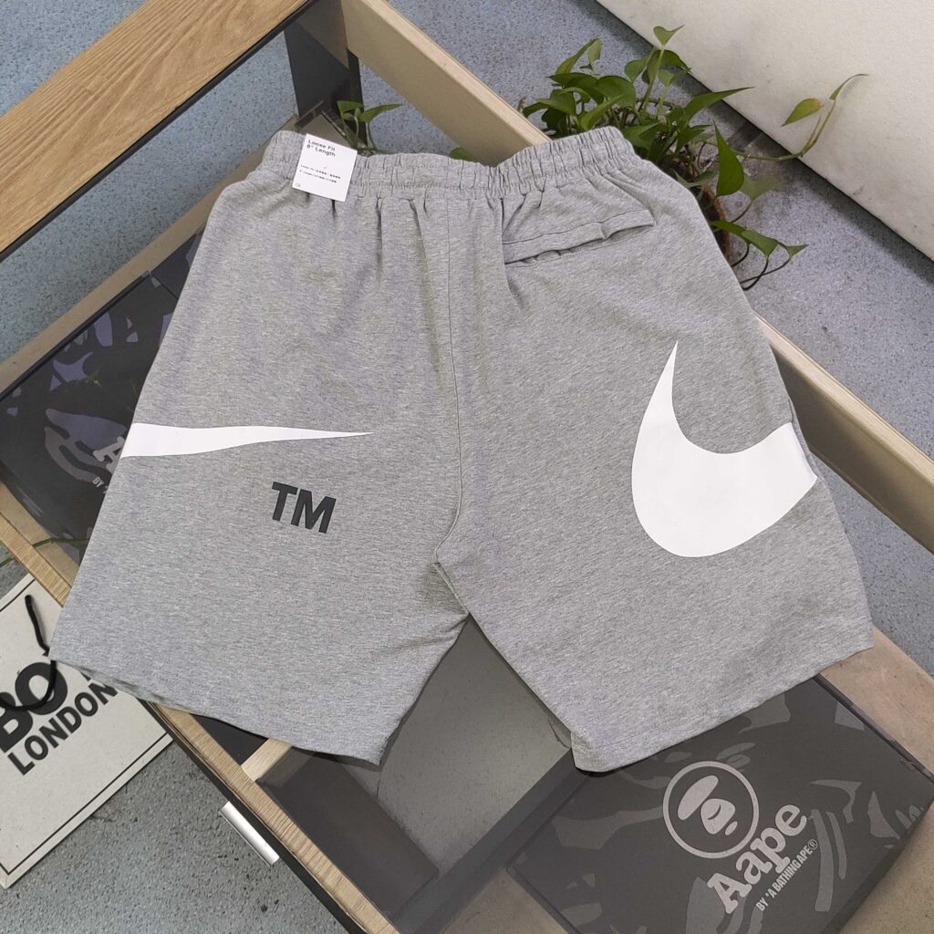 Nike-Inspired Big Swoosh Fleece Shorts 2025 - Casual Unisex 5" Basketball Shorts (Black/Gray) M-3XL