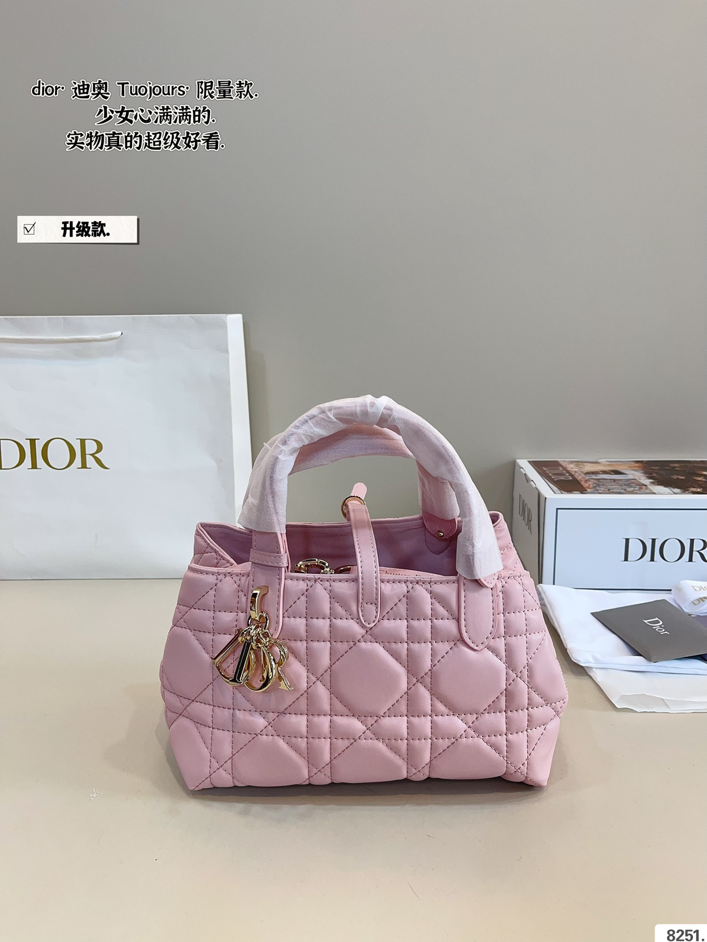 New Dior Toujours Tote Bag (Large 29cm/Small 22cm) with Elegant Gift Box - Image 2