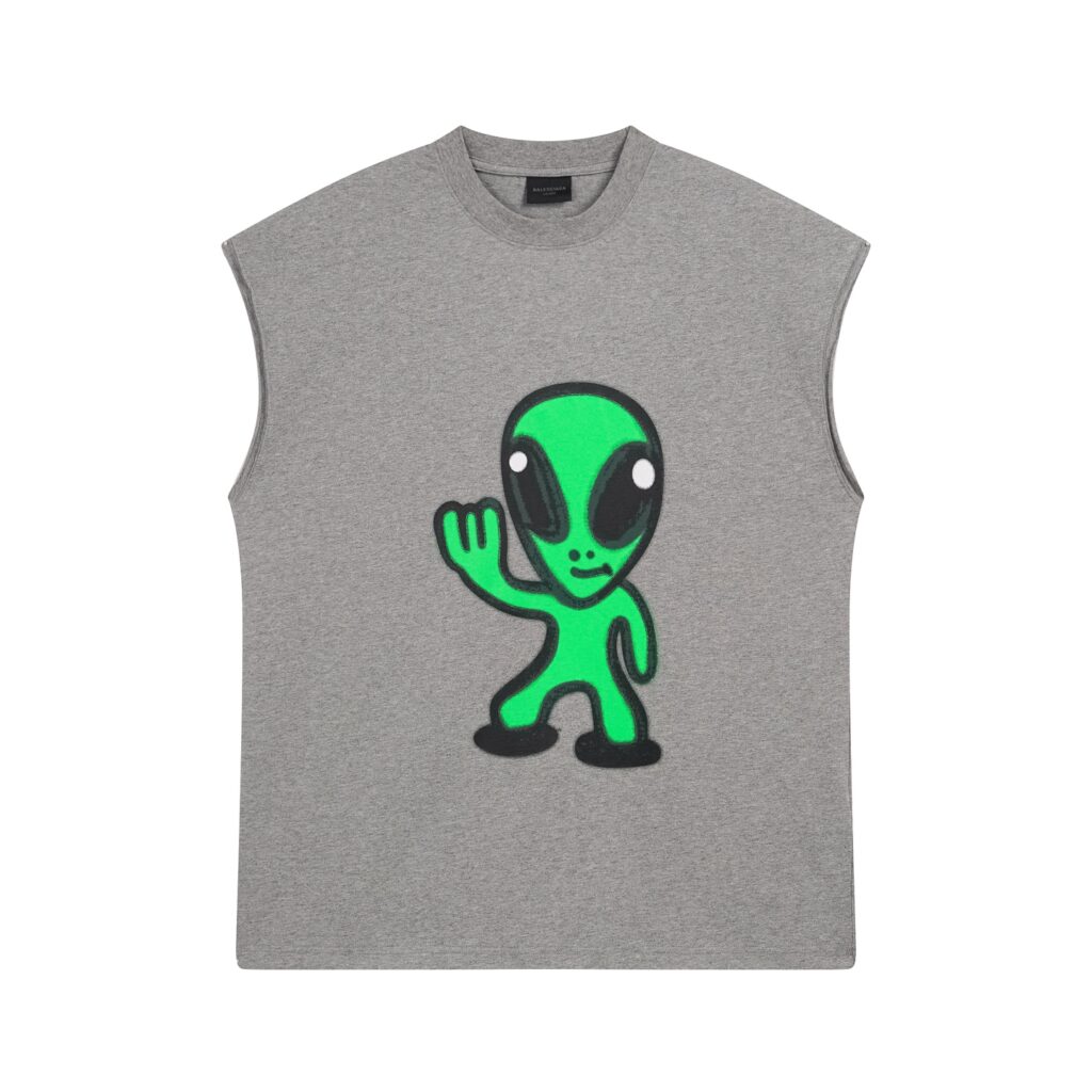 BALENCIAGA 2025 SS Alien & Smile Print Sleeveless Vest - 260g Premium Cotton (Unisex)