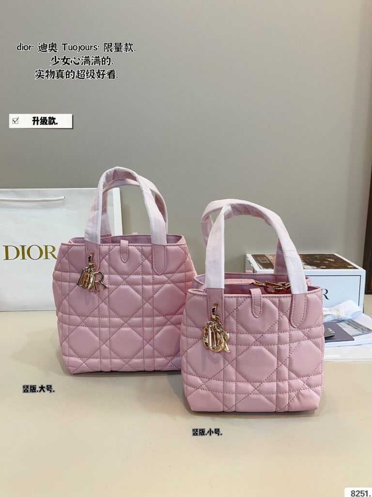 Dior-Inspired Toujours Tote Bag (Large 20cm/Small 17cm) with Gift Box Set